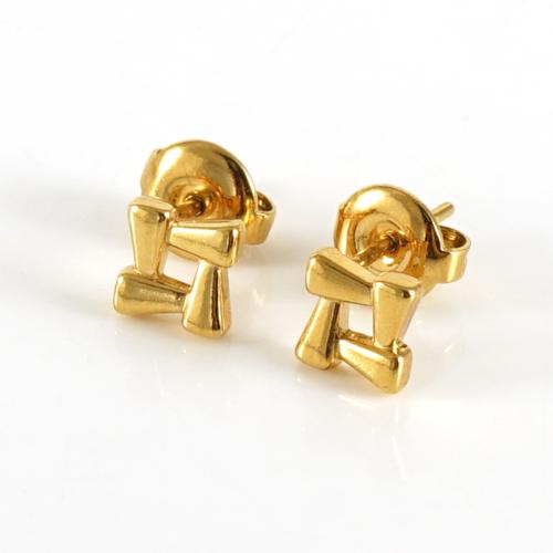 Stainless Steel Stud Earrings 304 Stainless Steel plated for woman golden Sold By Pair