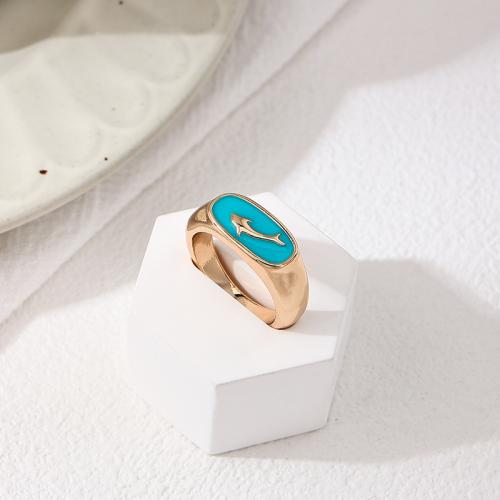 Anillo de Aleación de Zinc, chapado, para mujer & esmalte, azul, Vendido por UD