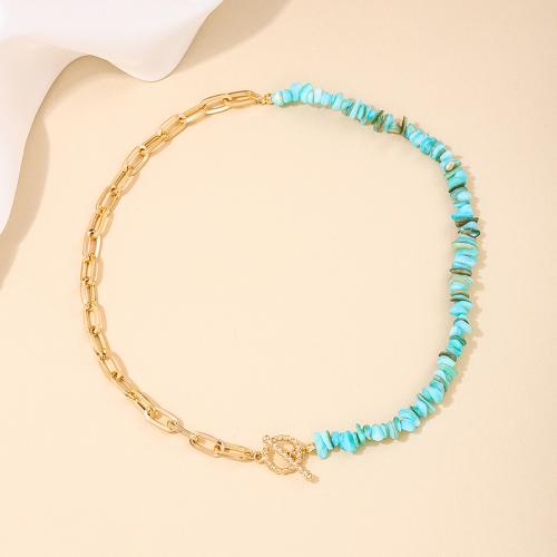 Zinc Alloy Jewelry Necklace with Gemstone plated for woman blue Sold By PC