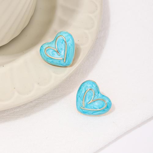 Zinc Alloy Stud Earring Heart plated for woman & enamel Sold By Pair