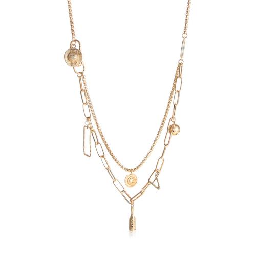 Zinc Alloy Jewelry Necklace plated Double Layer & for woman golden Length Approx 30 cm Sold By PC