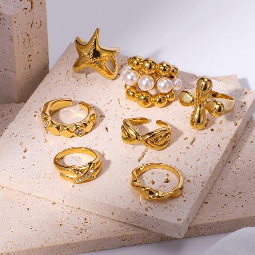 nehrđajućeg Čelik vještački dijamant Finger Ring, 304 nehrđajućeg čelika, s Plastična Pearl, različitih stilova za izbor & za žene & s Rhinestone, više boja za izbor, Prodano By PC