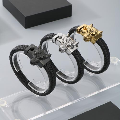 PU Leather Cord Bracelets Vacuum Ion Plating & for man Sold By PC