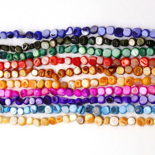 Naturlig Freshwater Shell Perler, du kan DIY, flere farver til valg,  about:8-9mm, Solgt Per Ca. 38 cm Strand