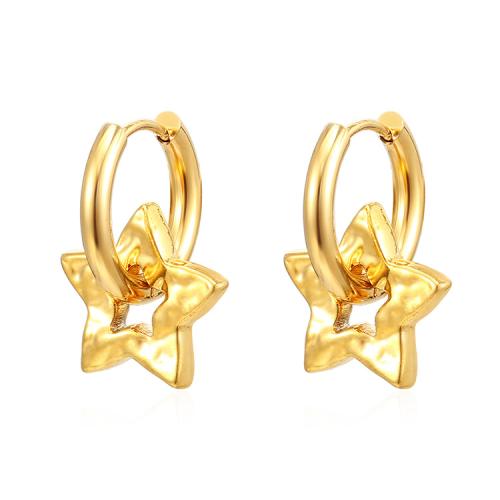 Huggie Hoop Drop Earring 304 Stainless Steel Star Vacuum Ion Plating fashion jewelry & for woman Sold By Pair