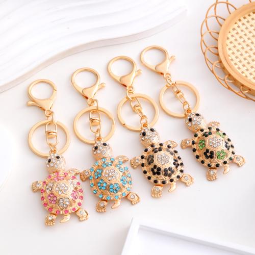 Zinc Alloy Key Clasp Turtle plated fashion jewelry & with rhinestone nickel lead & cadmium free Sold By PC