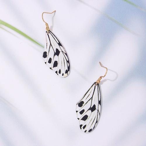 Zinc Alloy Drop Earrings with Acrylic plated for woman white and black Sold By Pair