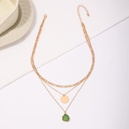 Zinc Alloy Jewelry Necklace with Gemstone plated for woman gold Sold By PC