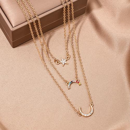 Zinc Alloy Jewelry Necklace plated micro pave cubic zirconia & for woman gold Sold By PC