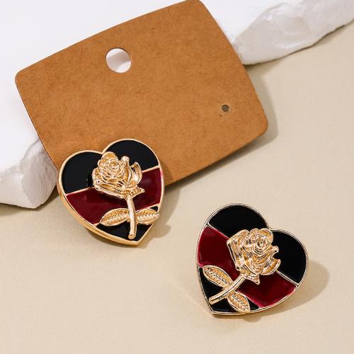 Zinc Alloy Stud Earring plated for woman & enamel gold Sold By Pair