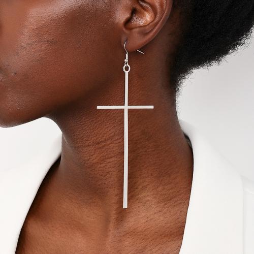 Zinc Alloy Drop Earrings Cross plated for woman Sold By Pair