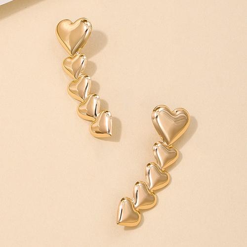 Øremærkning af zinklegeret stud, Zinc Alloy, Heart, forgyldt, for kvinde, guld, Solgt af par