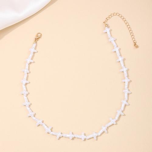 Zinc Alloy Jewelry Necklace with Acrylic plated for woman white Sold By PC