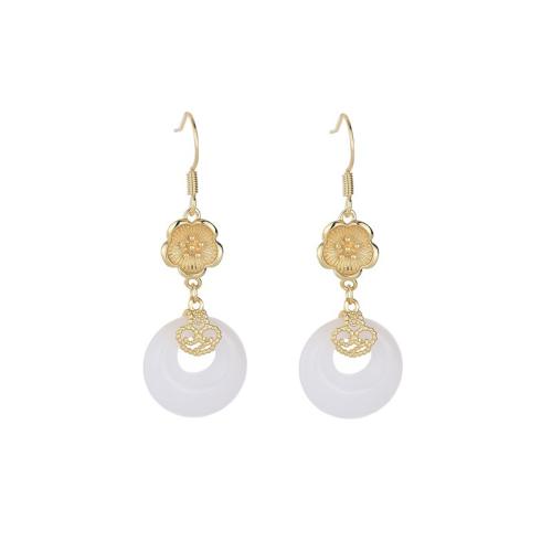 Brass Drop Earring with Jade plated vintage & for woman golden 45mm Sold By Pair