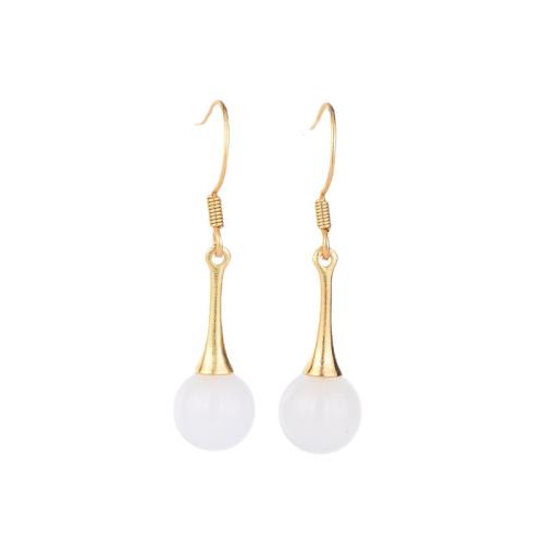 Brass Drop Earring with Jade plated vintage & for woman golden 38mm Sold By Pair