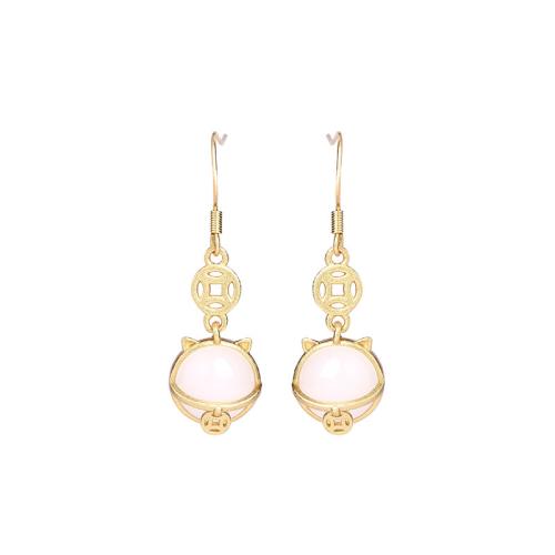 Boucles d'oreilles pendantes en laiton, Vintage & pour femme, doré, 37mm, Vendu par paire