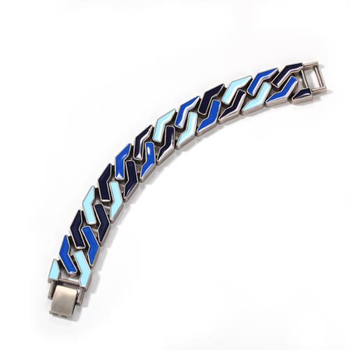 Zinc Alloy Bracelet & for man & enamel silver color Sold By PC