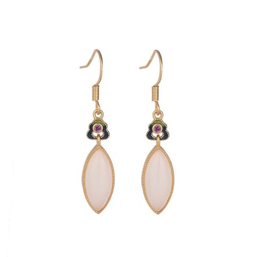 Brass Drop Earring with Jade plated vintage & for woman & enamel golden 36mm Sold By Pair