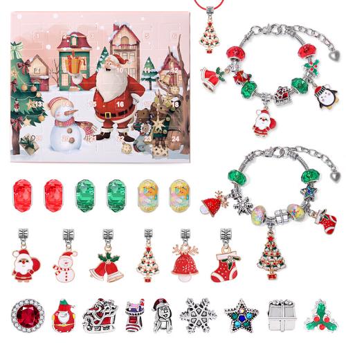 Children DIY String Beads Set Zinc Alloy plated Christmas Design & Unisex & enamel & with rhinestone Sold By Set