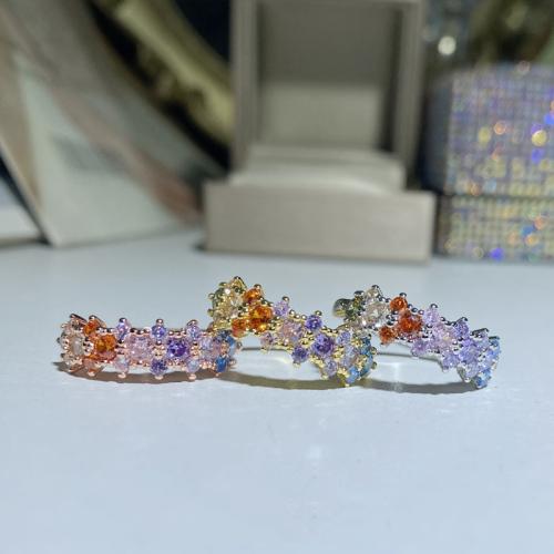 metal Anillo Set, chapado, tres piezas & diferentes estilos para la opción & micro arcilla de zirconia cúbica & para mujer, tamaño:6-8, Vendido por Set