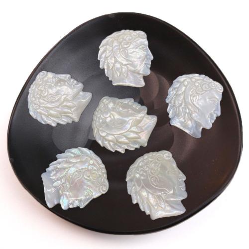 Shell Cabochons, Sea Shell, Gezicht, Gesneden, DIY, wit, about:30x33mm, Verkocht door PC