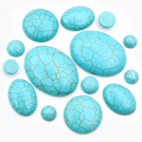 turquoise synthétique cabochon à arrière plat, Forme différente pour le choix & DIY, bleu, Environ 100PC/sac, Vendu par sac