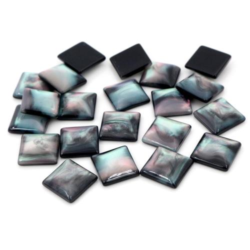 Resin flad ryg cabochon, Square, du kan DIY, sort, 12mm, Ca. 100pc'er/Bag, Solgt af Bag