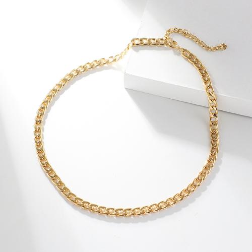 Collier en laiton, avec 6.5CM chaînes de rallonge, Placage de couleur d'or, pour femme, protéger l'environnement, sans nickel, plomb et cadmium, Longueur 44 cm, Vendu par PC