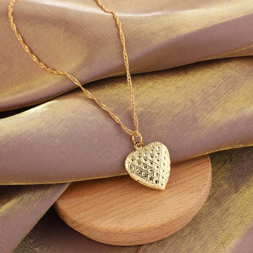 Fashion Locket Necklace Brass Heart plated can open and put into something & for woman nickel lead & cadmium free Length 45 cm Sold By PC