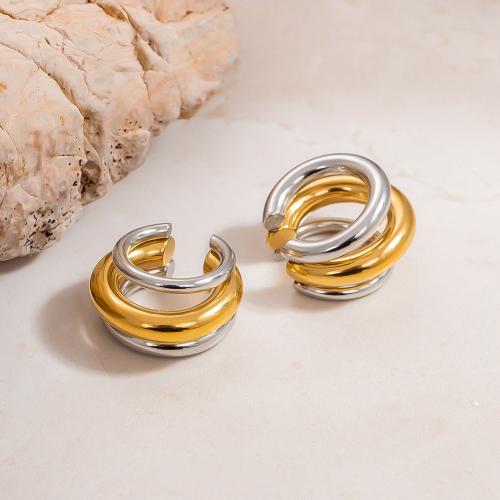 Fashion Earring Cuff and Wraps 304 Stainless Steel gold color plated fashion jewelry golden Sold By Pair