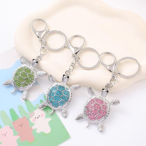 Zinc Alloy Key Clasp Turtle plated fashion jewelry & with rhinestone nickel lead & cadmium free Sold By PC