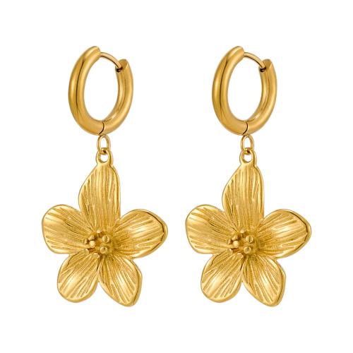 Cruach dhosmálta Lever Back Earring, 304 Cruach dhosmálta, Flower, 18K ór plátáilte, jewelry faisin & do bhean, Díolta De réir Péire