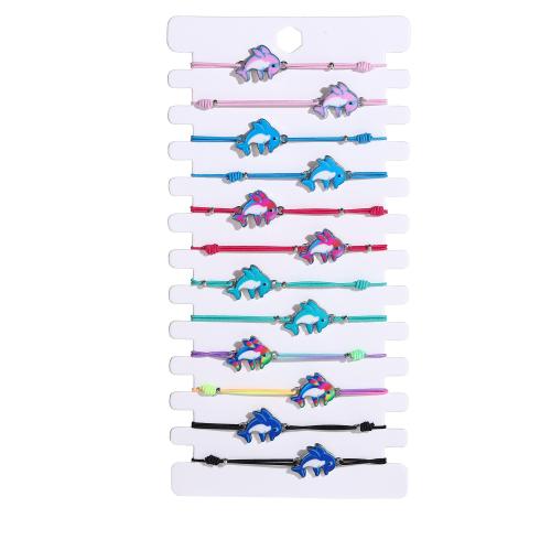 Zinc Alloy Bracelet with Elastic Thread handmade 12 pieces & for woman mixed colors Length 16-23 cm Sold By Set