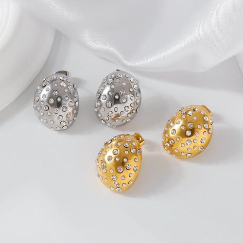 Roestvrij staal Stud Earrings, 304 roestvrij staal, met Plastic Pearl, plated, mode sieraden & voor vrouw & met strass, meer kleuren voor de keuze, Verkocht door pair