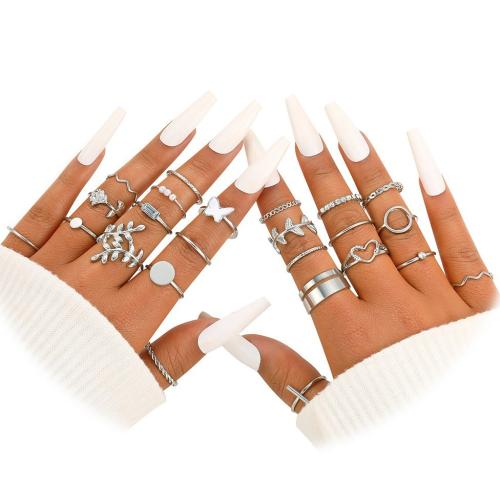 Zinklegering Ring Set, Zinc Alloy, plated, mode sieraden & voor vrouw & glazuur, oorspronkelijke kleur, Verkocht door Stel