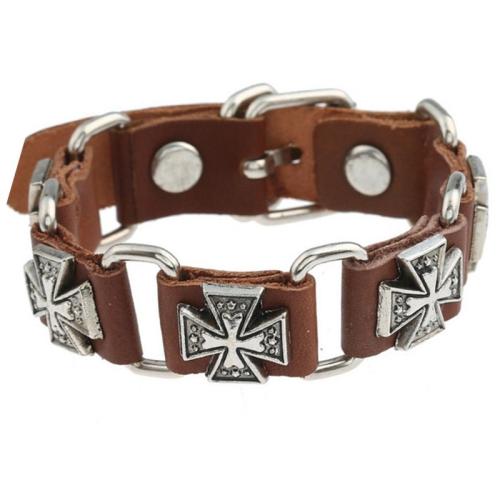 Cowhide Bracelet with Iron & Zinc Alloy handmade fashion jewelry & for man & hollow Sold By PC