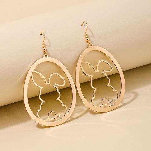 Zinc Alloy Drop Earrings Rabbit plated for woman gold Sold By Pair