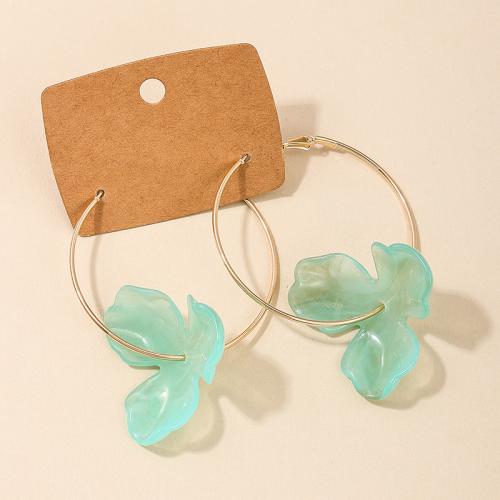 Zinc Alloy Drop Earrings with Acrylic petals plated for woman Sold By Pair