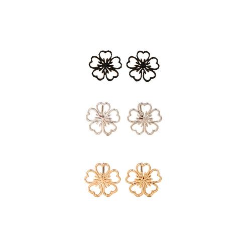 Zinc Alloy Stud Earring petals plated for woman mixed colors Sold By Set