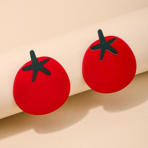 Acrylic Jewelry Earring Tomato plated for woman red Sold By Pair