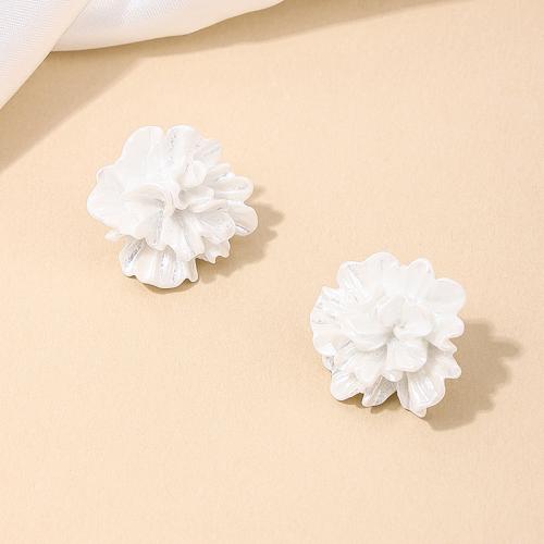 Acrylic Jewelry Earring petals plated for woman white Sold By Pair