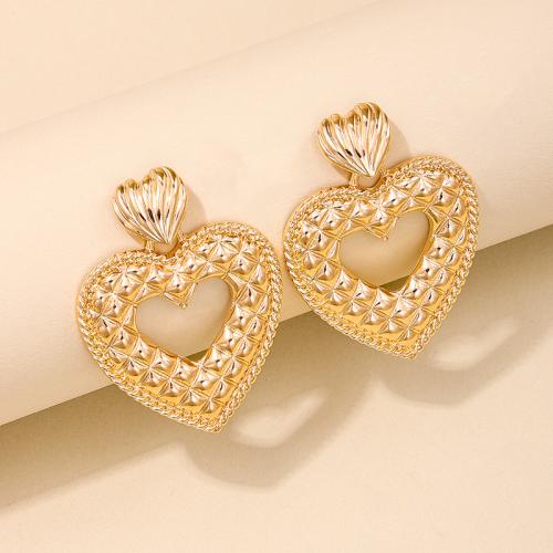 Øremærkning af zinklegeret stud, Zinc Alloy, Heart, forgyldt, for kvinde, guld, Solgt af par