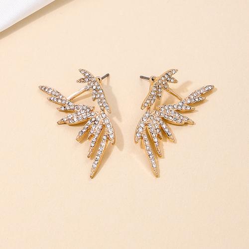 Lo zinco in lega Stud Earring, lega in zinco, placcato, per la donna & con strass, oro, Venduto da coppia