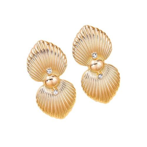 Lo zinco in lega Stud Earring, lega in zinco, placcato, per la donna & con strass, oro, Venduto da coppia