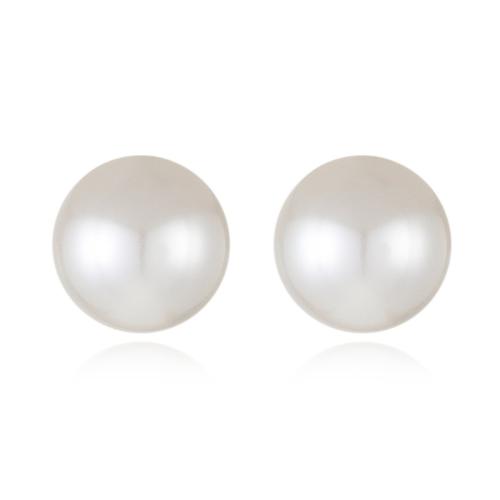 Brass Stud Earring with Plastic Pearl plated fashion jewelry & for woman Sold By Pair