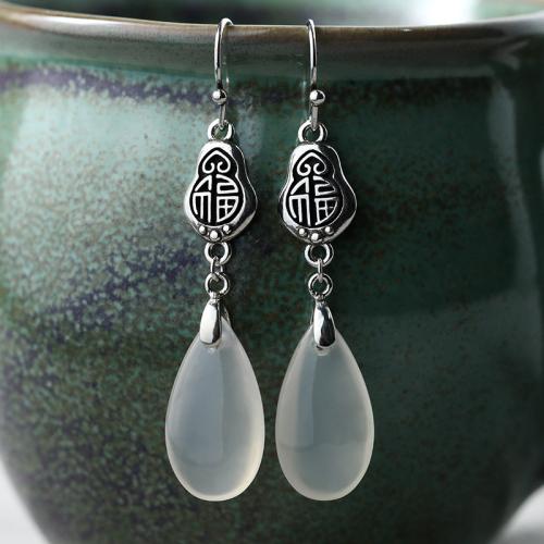 Boucles d'oreilles pendantes en laiton, Vintage & pour femme, argent, 52mm, Vendu par paire