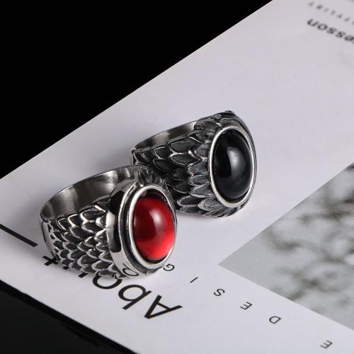 Stainless Steel Finger Ring 304 Stainless Steel with Agate Vacuum Ion Plating & for man Sold By PC