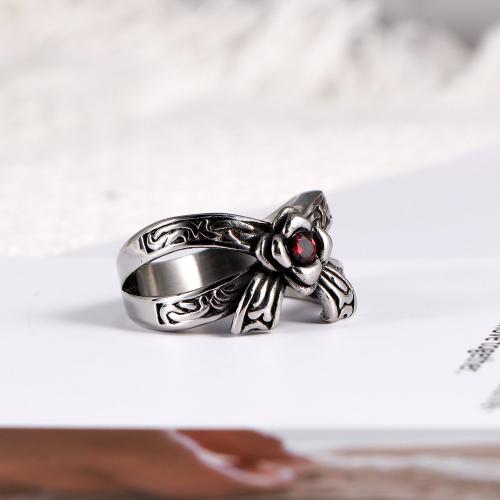 Rhinestone Stainless Steel Finger Ring 304 Stainless Steel Vacuum Ion Plating & for man & with rhinestone Sold By PC