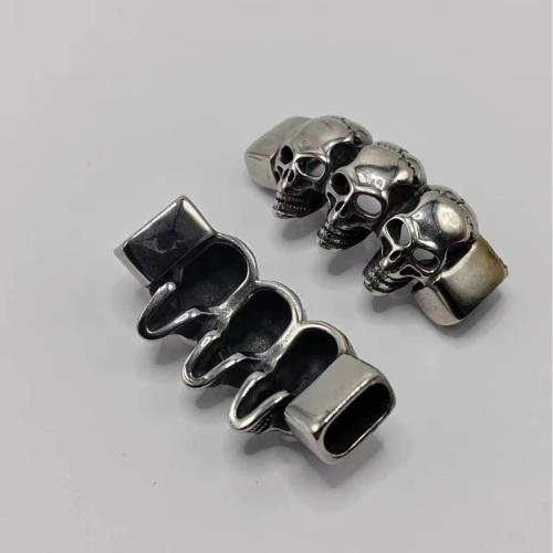 Stainless Steel Leather Cord Clasp 304 Stainless Steel Skull polished DIY Sold By PC