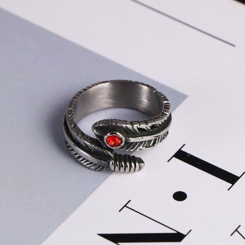 Rhinestone Stainless Steel Finger Ring 304 Stainless Steel Vacuum Ion Plating & for man & with rhinestone Sold By PC